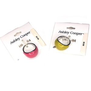 2 Ashley Cooper Size 9 Pink and Yellow Faux Silver Fashion Rings NWT